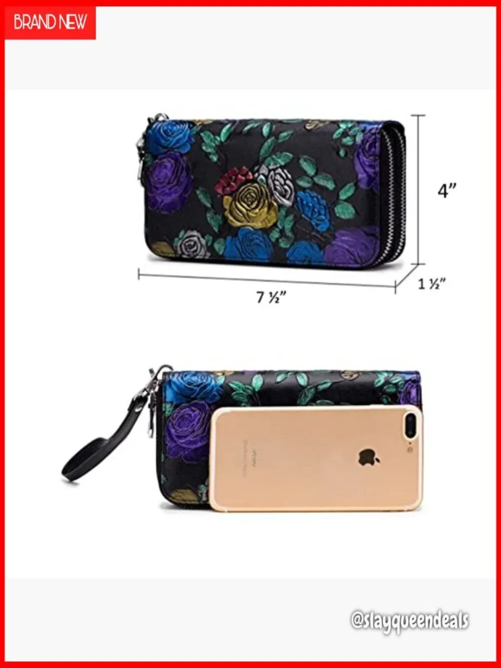 Genuine Leather RFID Blocking Wristlet Wallet Large Capacity Clutch